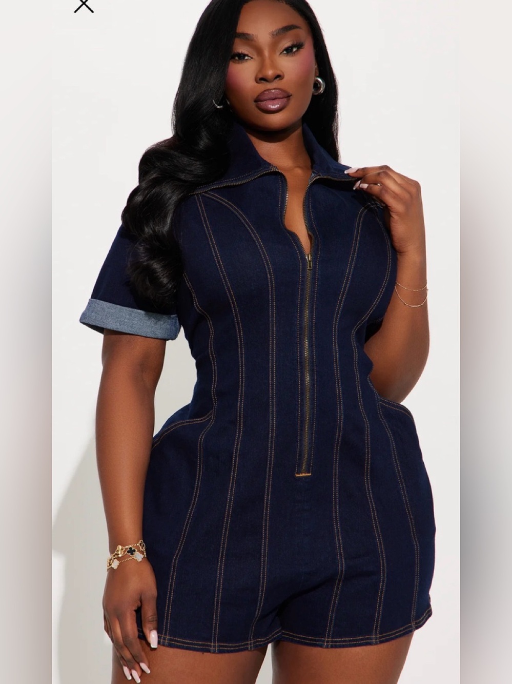 Vera Denim Romper - Dark Wash
